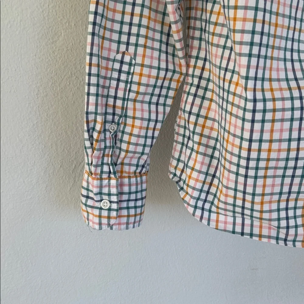 J. Crew orange green flex washed slim untucked button down dress shirt medium